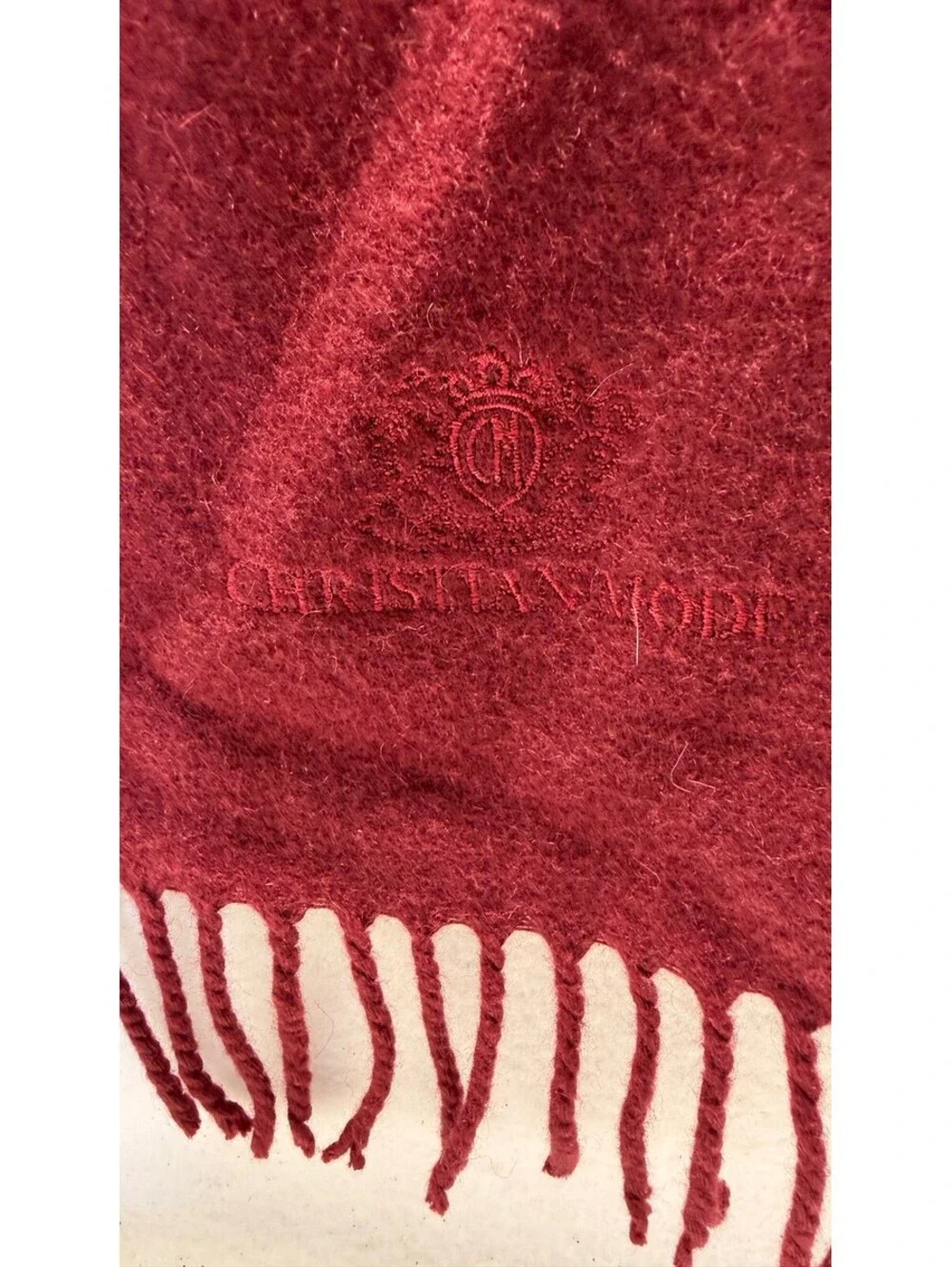 Christian Mode 100% Pure Cashmere Scarf Made in France Burgundy E-3